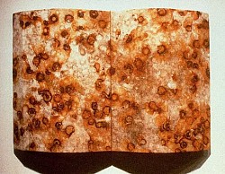 Kyrie, 1995, rust-stained canvas over wood, 30 