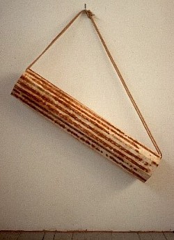 Modulum Ankar, 1994, rust-stained canvas over wood, rope, hook, 59 