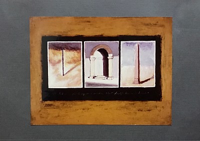 Announcement for “Inner Stakes” at Exit Gallery, CSUF, 1986. (Image: “At stake is finding one’s niche that fulfills one’s dreams”, acrylic on masonite.)